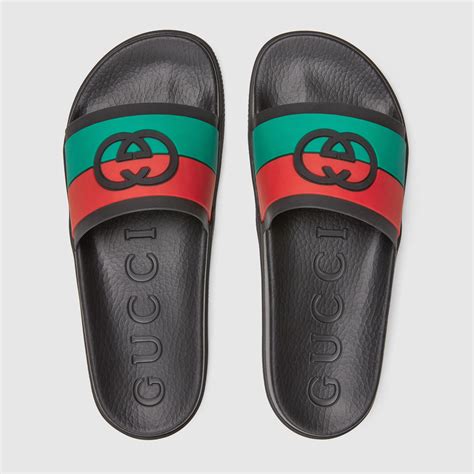 gucci green and red transparent|Gucci red and green slides.